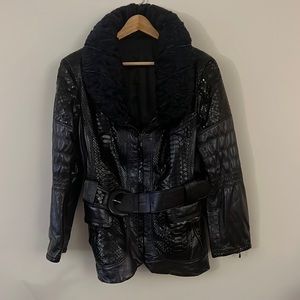 NAVY BLUE CUSTOM GENUINE LEATHER JACKET